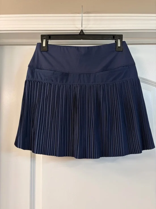 Lucky In Love Racer Rib Pleated Skirt- Navy, size XS - Picture 4 of 7